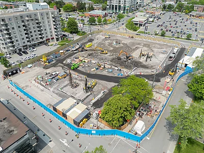 Site of the future Mary-Two-Axe-Earley station (Viau) at the corner of Jean-Talon and Viau Boulevard