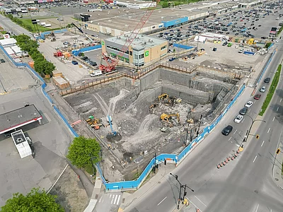 Construction site of the future Madeleine-Parent station (Langelier) in June 2025