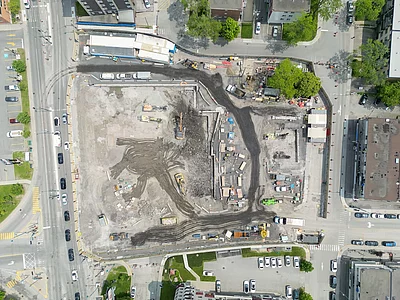 Bird's-eye view of the Viau site in June 2025